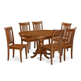 East West Furniture PORT7-SBR-W 7 Piece Dining Room Table Set Consist of an Oval Kitchen Table with Butterfly Leaf and 6 Dining Chairs, 42x60 Inch, Saddle Brown East West Furniture
