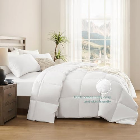 ACCURATEX King Duvet Insert Comforter,100% Cotton 400GSM Thick Fluffy Down Alternative Comforter,Breathable Soft White Hotel Bed Duvet Insert with Corner Tabs (104''x90'') ACCURATEX