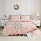 annadaif Pink Duvet Cover Full (79x90 Inch), 3 Pieces (2 Pillowcases, 1 Duvet Cover) Ultra Soft Bowknot Duvet Cover Set, Easy Care Bedding Set for Men, Women (NO Comforter) annadaif