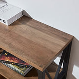 Rustic Oak 3-Tier Console Table with Storage Shelves – Versatile Entryway or Sofa Table by IBF IBF