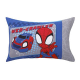 NoJo Marvel Spiderman Spidey and his Amazing Friends Spidey Time Red, Blue, and Grey 4 Piece Toddler Bed Set - Comforter, Fitted Bottom Sheet, Flat Top Sheet, and Reversible Pillowcase NoJo