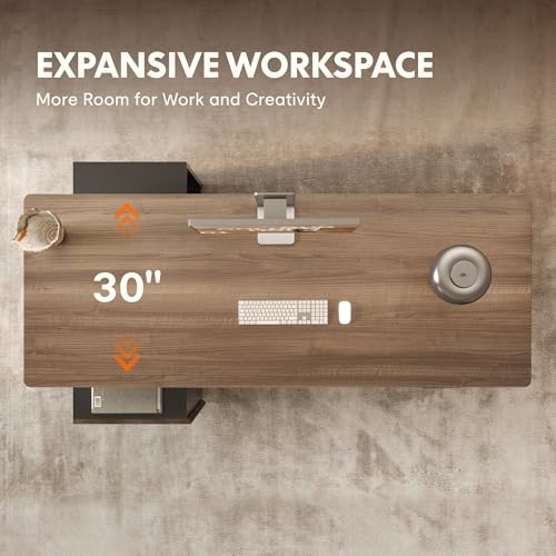 FLEXISPOT 71" Executive Standing Desk with Drawers & PC Case, Secretary Desk with Dual Motor Lift, 222 LBS Capacity, 1" Thick Desktop, Ideal for Home Office Workstation, Black Walnut, 3 Packages FLEXISPOT