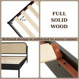 Aurelia Queen Size Bed Frame - Stylish Black Bohemian & Mid Century Modern Design with Solid Wood Support Bme