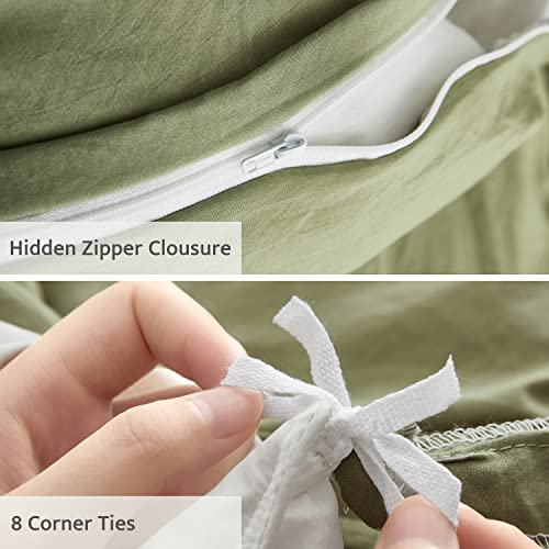 Oli Anderson Sage Green Duvet Cover Twin Size - Pleated Twin Duvet Cover, 2PCS Soft and Breathable Textured Bedding Set with Zipper Closure(Sage Green,68"x90") Oli Anderson