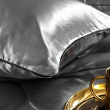 Holawakaka Luxurious Solid Satin Silk Like Comforter Set Ultra Soft Silky Quilt Breathable Bedding Bed-in-A-Bag King Size (Grey) Holawakaka