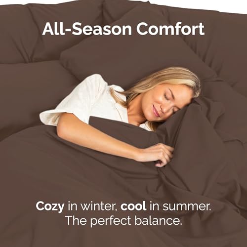 Queen Size Flat Sheet - Hotel Quality Top Flat Bed Sheet Only - Ultra-Soft, Comfy Breathable & Cooling - Fade & Wrinkle Free - Easy-Care, Stain & Shrink Resistant Bedding - Easy-Fit & Oeko-Tex - Brown CGK Unlimited