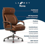 La-Z-Boy Nova Executive Office Chair, Patented AIR Ergonomic Support Technology, High-Back Premium Comfort & Support, Cognac Brown Vegan PU Leather La-Z-Boy