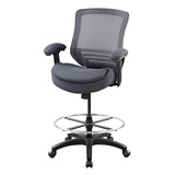 WITTLONG 400lbs Wide Mid-Back Office Drafting Chair with Extra Seat Cushion for High Standing Desk with Lumbar Support and Enlarged Adjustable Footring(Gray) WITTLONG