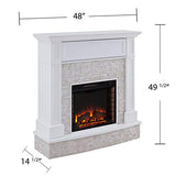SEI Furniture Jacksdale Faux Stone Accent Electric Hidden Media Shelf Fireplace, White SEI Furniture