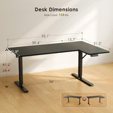 OffiGo Electric L Shaped Standing Desk, 55 Inches Height Adjustable Table, Reversiable Corner Stand Up Desk, Lifting Computer Table for Home Office, Computer Workstation, Carbon Fiber Black OffiGo