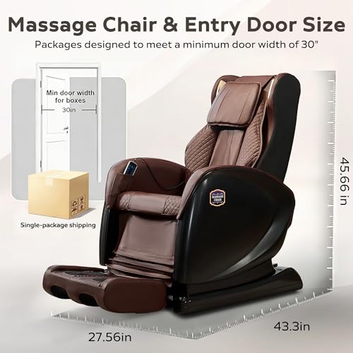 KEIKI 2026 Massage Chair Full Body, Zero Gravity Recliner, Upgraded Calf & Foot Rollers, Waist & Leg Heating, Bluetooth Speaker and Remote Control, Brown KEIKI