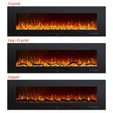 Oxhark Flame 42 inch Recessed and Wall Mounted Realistic Electric Fireplace with Multicolor Flame, 750/1500W Thermostat & Timer, Touch Screen & Remote Control, Black Oxhark Flame