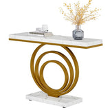 Tribesigns 41-Inch Gold Entryway Table, Modern Console Table Narrow Long, Contemporary Accent Table for Living Room, Hallway, Entrance, Faux Marble Veener Top Tribesigns