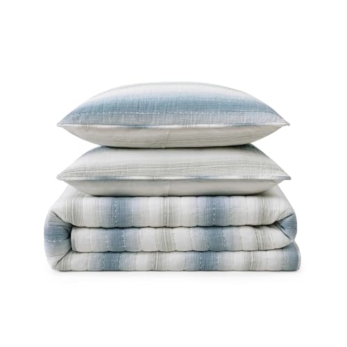Tommy Bahama - Queen Size Quilt Set, 100% Soft Cotton & Coastal Inspired Bedding for Year Round Comfort, 3 Piece Bed Set with Matching Pillowcases (Prima Island Stripe Blue) Tommy Bahama