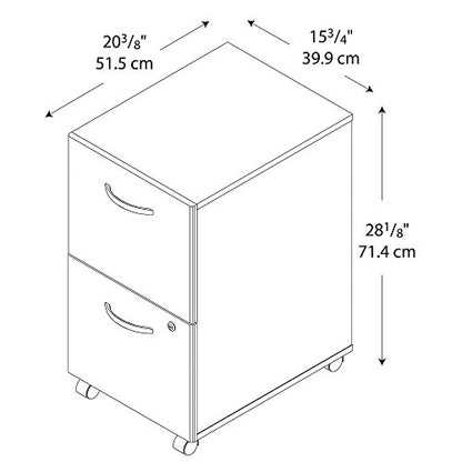 Bush Business Furniture Series C 2 Drawer Rolling File Cabinet in Hansen Cherry - Assembled, Mobile Document Storage for Home or Professional Office