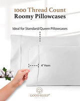 1000 TC White Standard Pillowcases Set of 4 100% Egyptian Cotton Pillow Cases with Long Staple Cotton & Sateen Weave, Silky Soft Hotel - Like Bed Pillow Covers for Comfy Sleeping, Snug Fit Good Sleep Bedding