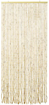 FlavorThings 36inch x 79inch Natural Wood and Bamboo Beaded Curtain Room Divider -Plain Design-Bamboo and Wooden Doorway Beads-Boho Bohemian Curtain 38 Strands (Nature) FlavorThings