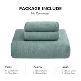 EMME Muslin Cotton Duvet Cover Set Teal Twin Size Linen Like Soft Breathable Lightweight Summer Comforter Cover Set with Zipper Closure (Teal, Twin, 68"x90") EMME