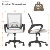 OS MOTOR Home Office Chair, Ergonomic Mid-Back Mesh Desk Chair with Lumbar Support, Adjustable Swivel Rolling Design, Comfy Armrest for Work, Study, Gaming, Vanity (White, Single Chair) OS MOTOR