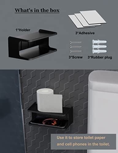 NOTMBESTM Bedside Wall Shelf Organizer Small Bedside Shelf Wall Mount for Bed Universal Stick on Wall Shelf Double Tray Holder for Storing Cellphone, Glasses, Keys, Camera, Alarm Clock (Black) NOTMBESTM