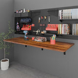 IAE 48" x 22" Floating Foldable Desk,Wall-Mounted Folding Computer Table with Engineered Wood,Study Table with Shelf Brackets,Fold Down Shelf,Fold Computer Desk for Small Spaces,Holds 500 lb,Rustic IAE