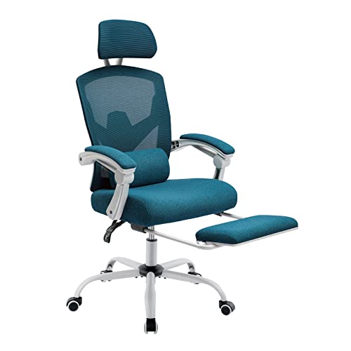 Simple Deluxe Home Office Desk Chair with Footrest, High-Back Mesh Rolling Swivel Reclining Chairs with Wheels, Comfortable Headrest, Lumbar Support, Comfy Arms Simple Deluxe