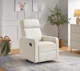 Oxford Baby Layton Manual Upholstered Glider Recliner Rocking Chair 360° Swivel for Nursery and Living Room – Cream