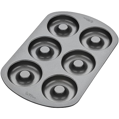 Wilton 6-Cavity Doughnut Baking Pan, Makes Individual Full-Sized 3 3/4" Donuts or Baked Treats, Non-Stick and Dishwasher Safe, Enjoy or Give as Gift, Metal (1 Pan) Wilton