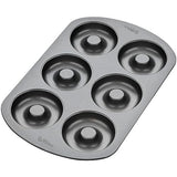 Wilton 6-Cavity Doughnut Baking Pan, Makes Individual Full-Sized 3 3/4" Donuts or Baked Treats, Non-Stick and Dishwasher Safe, Enjoy or Give as Gift, Metal (1 Pan) Wilton