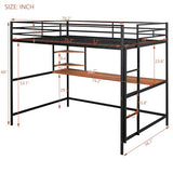 Bellemave Full Size Loft Bed with Desk and 2 Shelves, Metal Full loft bedframe with Storage Shelves, Black Bellemave