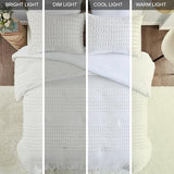 Comfort Spaces Cotton Comforter Set Jacquard Pom-Pom Tufts Design, Down Alternative, All Season Modern Bedding, Matching Shams, Twin/Twin XL, Phillips, Ivory Comfort Spaces