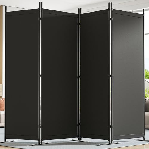 Yettsoy Room Divider 6FT Tall Folding Privacy Partition Screen, 88'' W Portable Wall Divider for Room Separation, Freestanding 4 Panel Room Divider Panel Privacy Screen for Dorm Studio Office, Black Yettsoy
