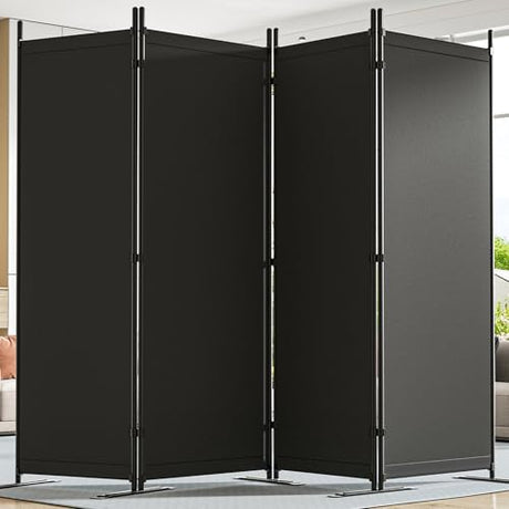Yettsoy Room Divider 6FT Tall Folding Privacy Partition Screen, 88'' W Portable Wall Divider for Room Separation, Freestanding 4 Panel Room Divider Panel Privacy Screen for Dorm Studio Office, Black Yettsoy