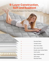 VEVOR 9-Layer Japanese Futon Mattress, 3.5" Thick Twin Tatami Mat, Foldable Roll Up Mattress for Sleeping with Storage Bag, Portable Floor Mattress for Camping Dormitory Yoga, Gray VEVOR
