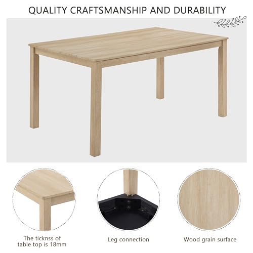 LUMISOL 6-Piece Dining Table Set with Bench and Chairs, Farmhouse Kitchen Table Set for 6 People, Wooden Table and Chairs Set for Kitchen, Dining Room, Light Oak+Beige LUMISOL