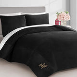 Juicy Couture Black Velour Full/Queen Comforter Set - 3 Piece Luxury Bedding Ensemble Juicy Couture