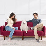 Best Choice Products 77" Mid Century Modern Velvet Loveseat Sofa, Couch, Convertible Sofa Sleeper Bed w/Real Wood, Removable Armrest - Raspberry Best Choice Products
