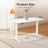 DUMOS Height Adjustable Electric Standing Desk, 47.2 x 23.6 Sit Stand Workstation with Memory Presets, Hooks & Cable Management, Ergonomic Computer Table for Home Office, White DUMOS