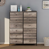 Arlopu 12-Drawer Dresser, 35.2’‘ Widened 6-Layer Fabric Storage Tower w/Textured Print Fabric Bins, Tall Chest Organizer Unit for Living Room, Hallway, Nursery, Closets, Adjustable Feetpad Arlopu