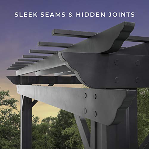 Backyard Discovery Stratford 16' x 12' Traditional Galvanized Steel Pergola Kit with Shade Sail Canopy, Powder-Coated Finish, All-Season Durability, High-Wind Rating for Outdoor Patio, Deck, Garden Backyard Discovery