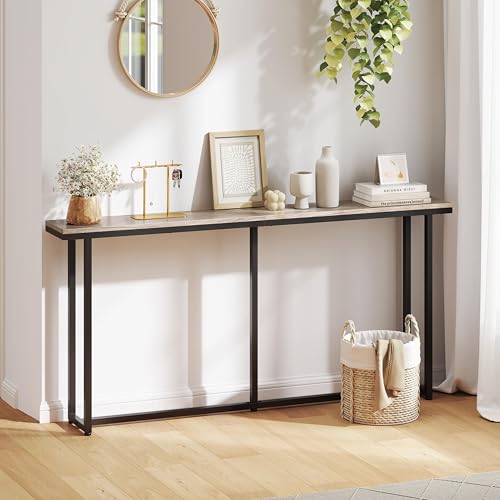 Yaheetech Narrow Console Table with Sturdy Metal Frame, 71 Inch Extra Long Entryway Sofa Table for Behind Couch, Hallway, Living Room, Gray Yaheetech