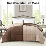 Homelike Moment Comforters Queen Size - Brown Duvet Insert Down Alternative Bed Queen Comforter, Lightweight Bedding Comforters Full Size Quilted Soft All Season Reversible Chocolate Brown/Beige Homelike Moment