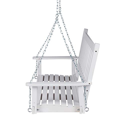 Shine Company Maine 54" Wood Porch Swing with Chains – White Shine Company