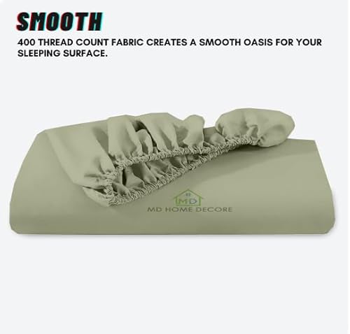 Extra Deep King Fitted Sheet - Hotel Luxury Single Fitted Sheet Only - Easily Fits 18 inch to 24 inch Mattress - Extra Deep Pockets - 100% Egyptian Cotton - Breathable, Bottom Sheets - Sage Solid MD Home Decore