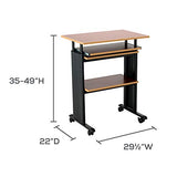 Safco 1929CY MUV Mobile Stand-Up Height-Adjustable Desk,Keyboard Storage, Steel Frame Construction, Durable Melamine Laminate Work Surface, 4 Wheels, Narrow Design Safco
