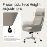 COLAMY Ellis High-Back Home Office Chair, PU Leather Adjustable Height Swivel Rolling Executive Task Chair with Integrated Armrests, Khaki COLAMY