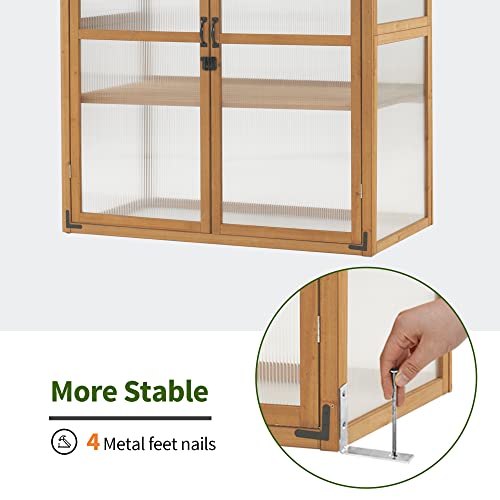 MCombo Cold Frame Greenhouse, Large Wooden Greenhouse Cabinet, Garden Cold Frame with Adjustable Shelves for Outdoor Indoor Use, 1344 (Natural) - WoodArtSupply