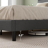 Zinus King Piper Upholstered Platform Bed with Horizontal Paneled Headboard, Wooden Slat Support, No Box Spring Needed, Easy Assembly, Eco Friendly Packaging, Dark Grey Zinus