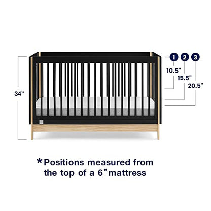 GAP babyGap Tate 4-in-1 Convertible Crib - Greenguard Gold Certified, Ebony/Natural - WoodArtSupply