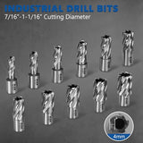 XJX 14 Pcs Annular Cutter Set, 3/4 Inch Weldon Shank 1” Cutting Depth 7/16 to 1-1/16 Inch Cutting Diameter Magnetic Drill Press Bits with 2 Pilot Pin and Hex Wrench XJX